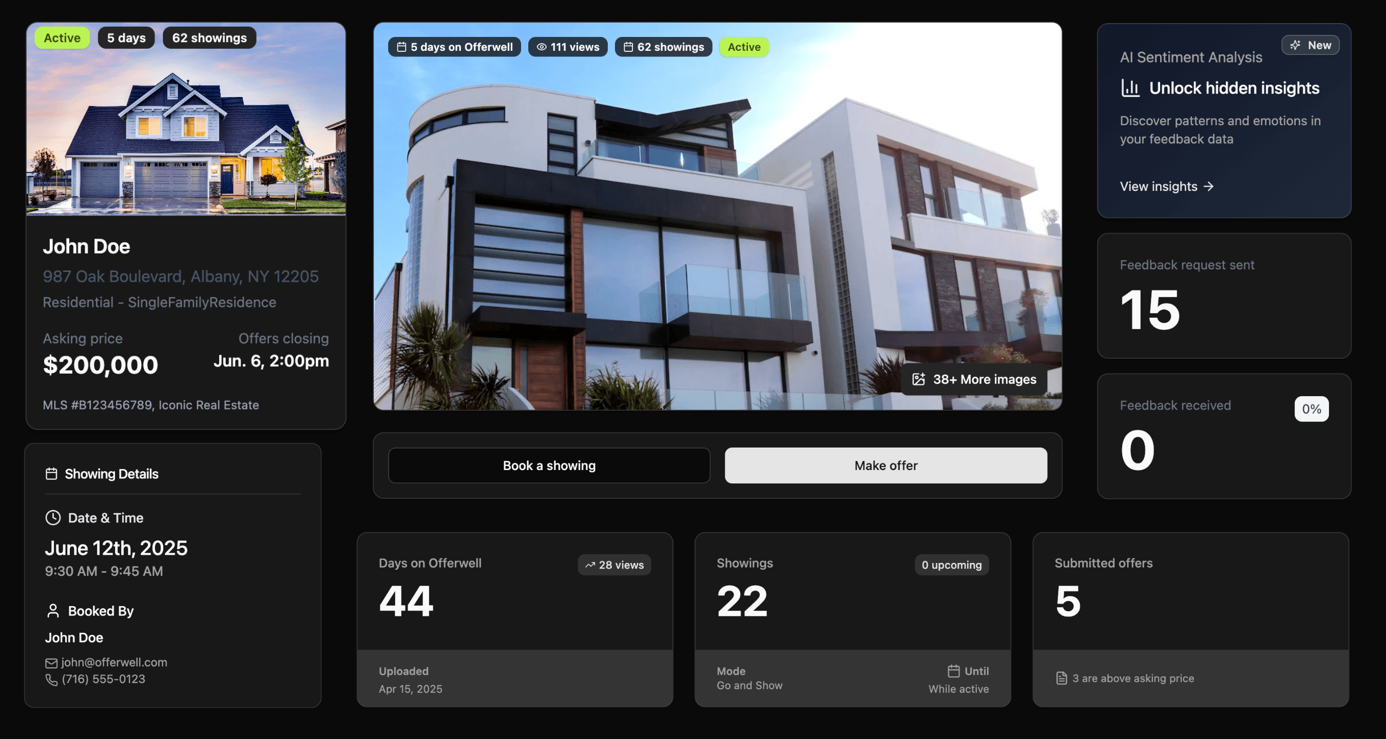 Offerwell platform dashboard showing real estate workflows
